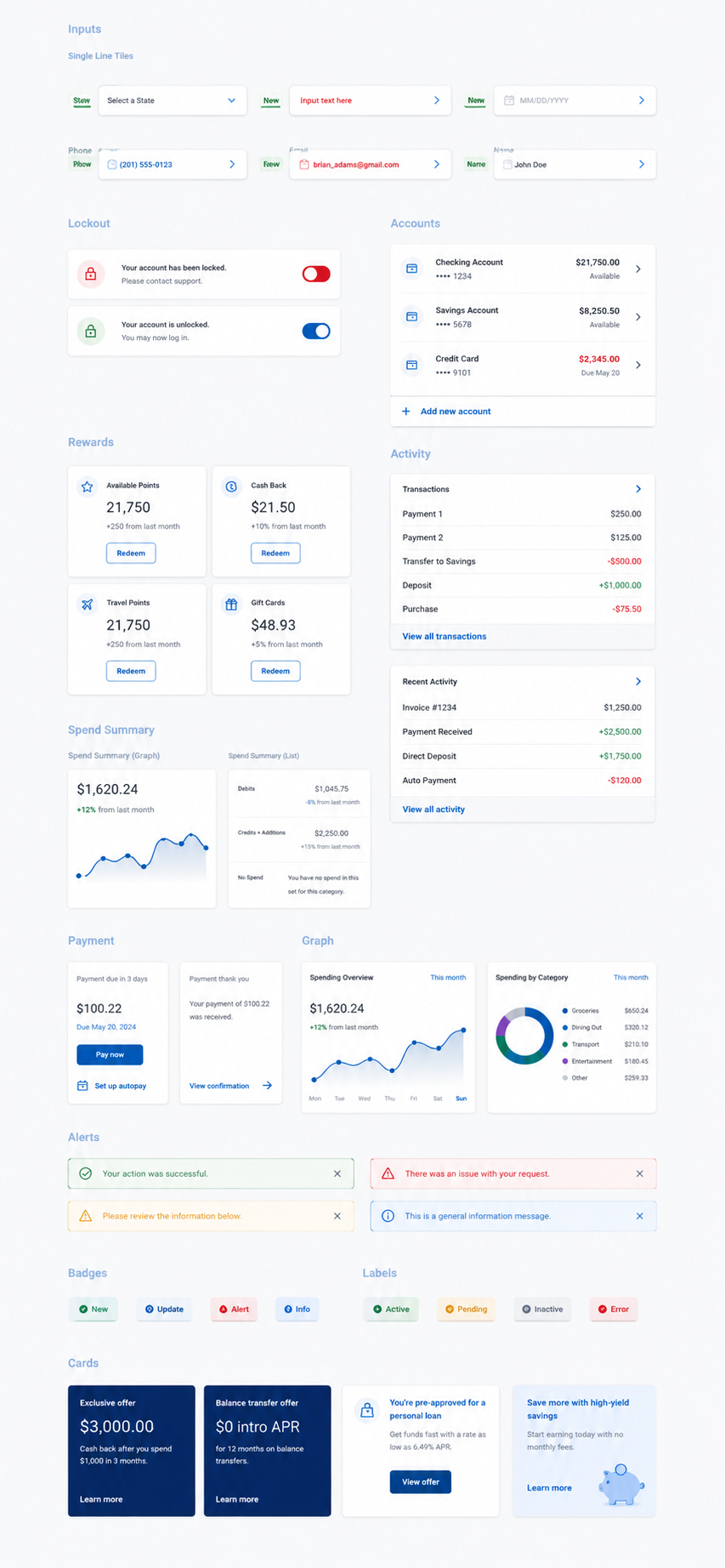 Fragmented UI before the design system, inconsistent inputs, cards, alerts and patterns across products