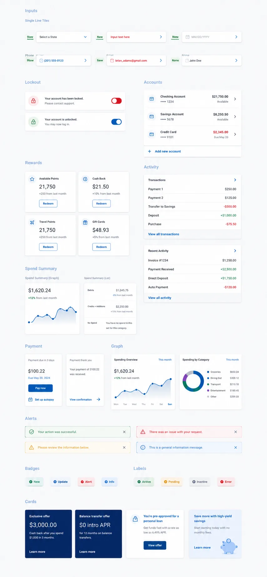 Fragmented UI before the design system, inconsistent inputs, cards, alerts and patterns across products